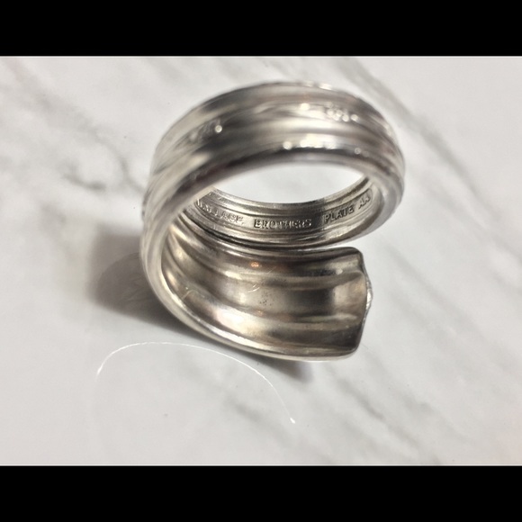 Sterling Silver Plate Spoon Ring Vintage Floral - Picture 6 of 8